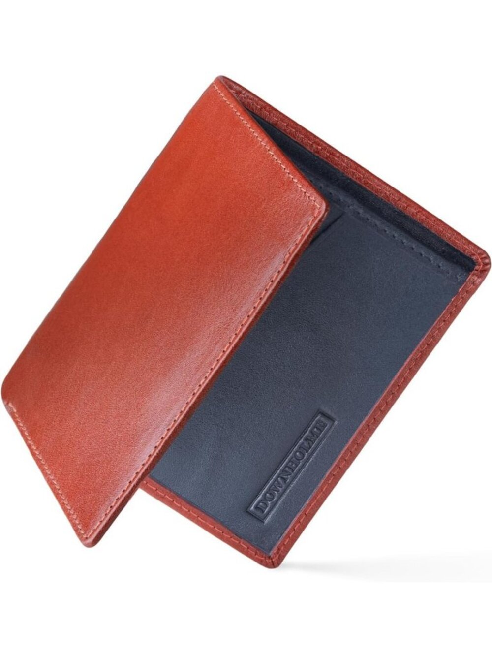 Downholme Men's Bifold Slim Silhouette Leather Wallet (Burnt Orange)